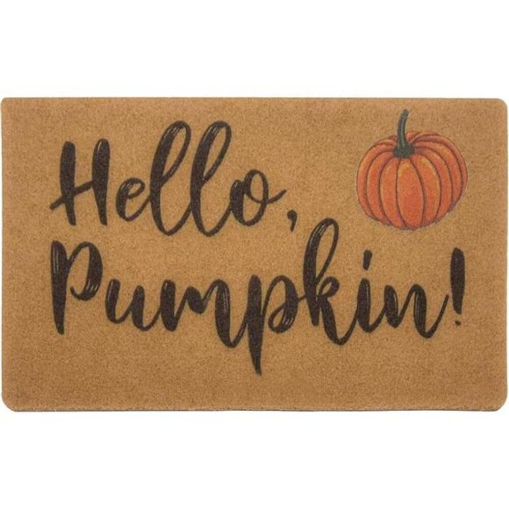 IZUS Hello-Pumpkin Welcome-Doormats - Non-Slip Coir Entrance-Mat